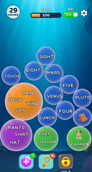 Screenshot of Bubble Word Jam Level 4